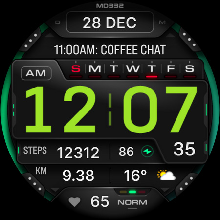 MD332 Digital watch face Screenshot 11