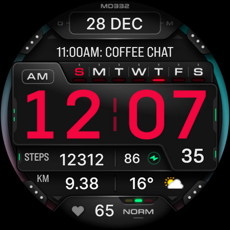 MD332 Digital watch face Screenshot 13