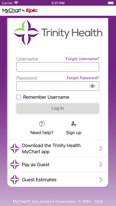 Trinity Health MyChart Screenshot 1
