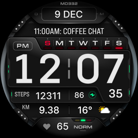 MD332 Digital watch face Screenshot 9