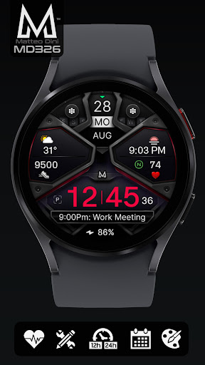 MD326 3D Modern Watch Face Screenshot 7