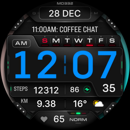 MD332 Digital watch face Screenshot 14