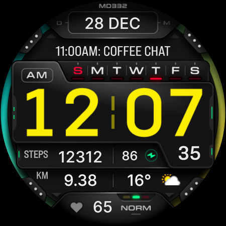 MD332 Digital watch face Screenshot 12