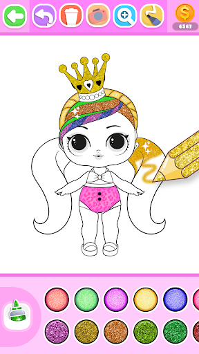 Princess Coloring Book Glitter Screenshot 2