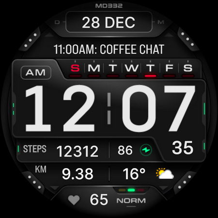MD332 Digital watch face Screenshot 14