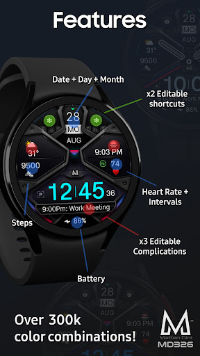 MD326 3D Modern Watch Face Screenshot 4
